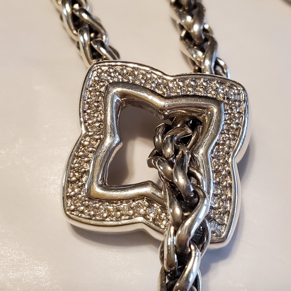 David Yurman Sterling Silver and Diamond Lariat Necklace.